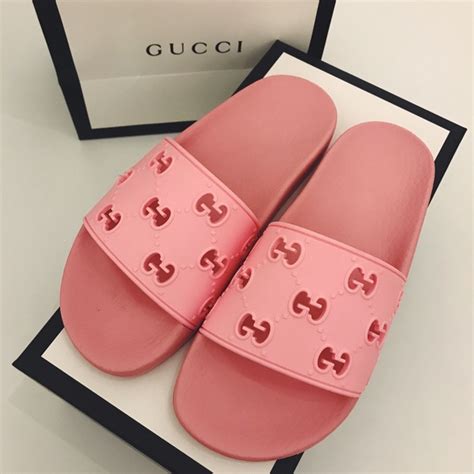 pink on pink gucci slides|pink Gucci slides platform.